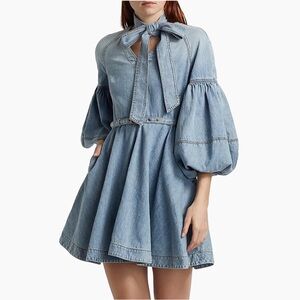 Zimmermann tie neck denim mini dress, NWT, size 3